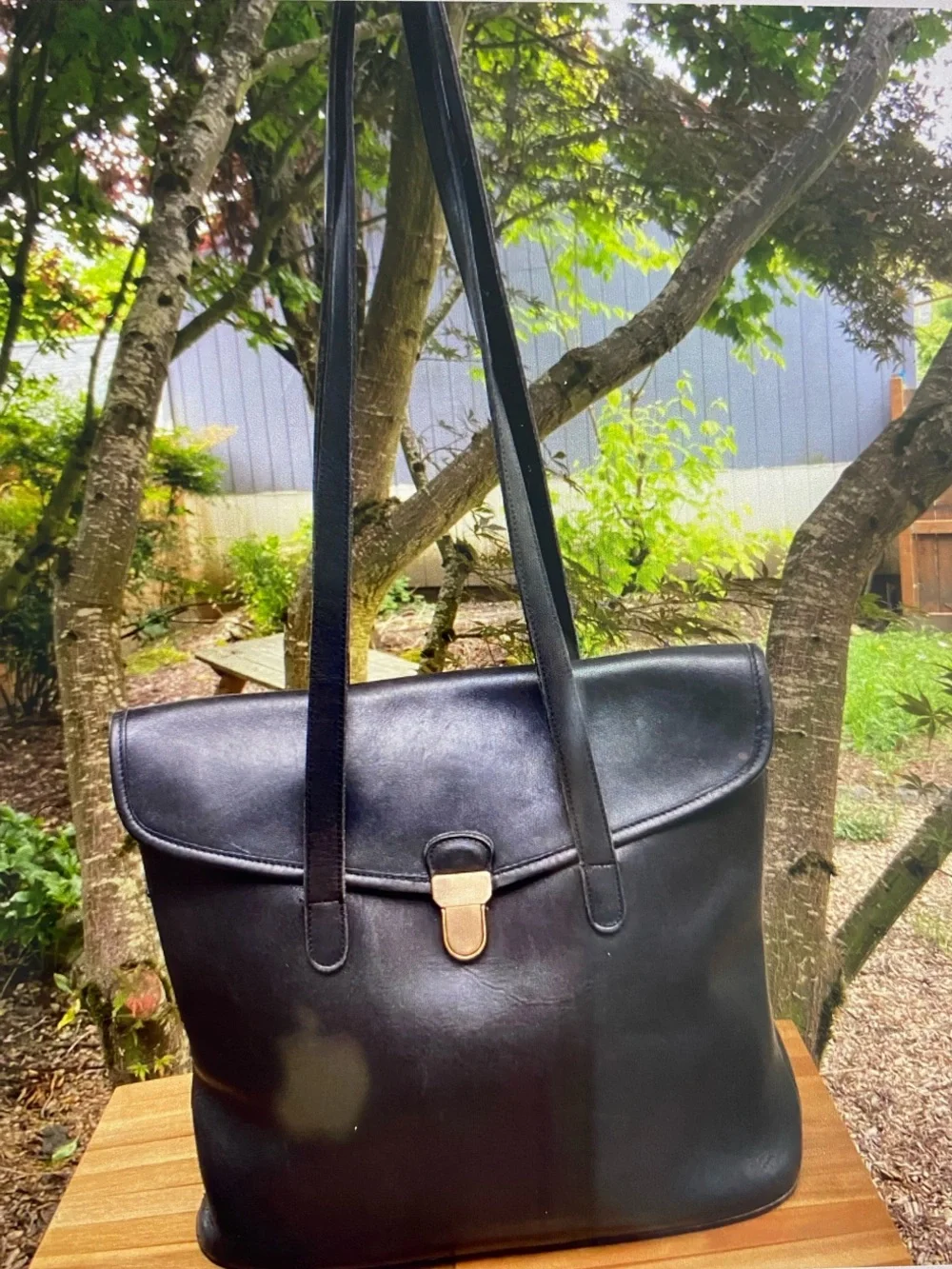 Coach Branson Black Leather Messenger Tote with Brass Hardware
